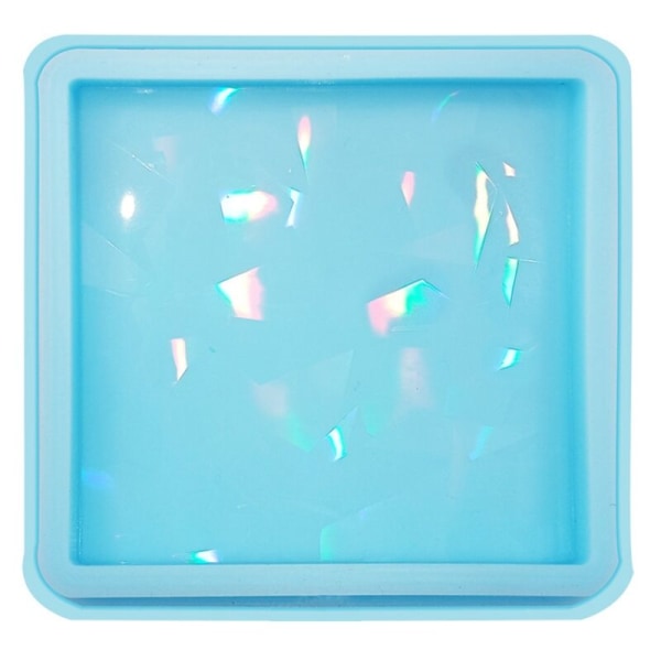 Holografisk Lys Skygge Kop Underlag Måtte Coaster Krystal Epoxy Resin Form Silikoneform DIY Håndværk Værktøj (Firkant)