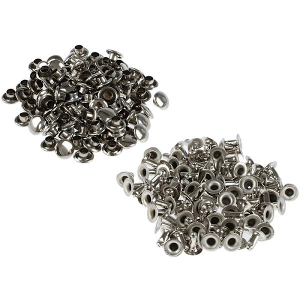 100 Sett 6mm Runde Jernnagler Hurtige Studs For Niting, Dekorering, Stramming Osv. - Sølv