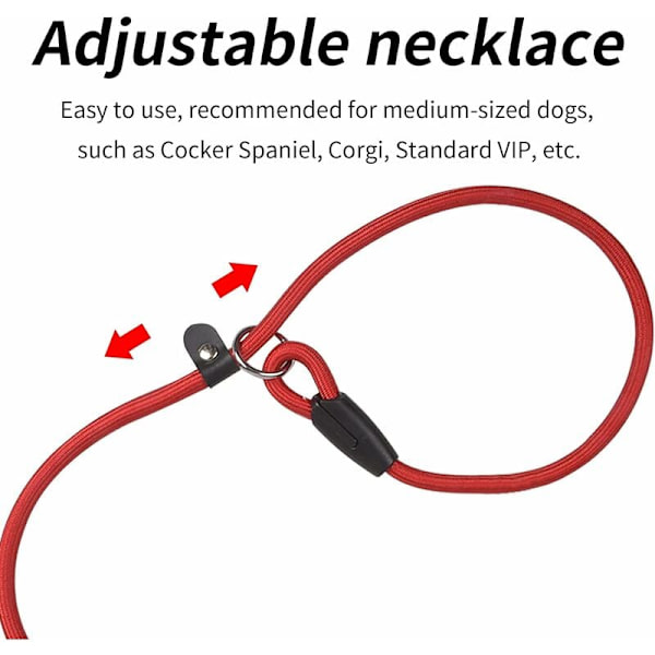 Deler Hundekobbel Tau, Nylon Hundekobbel, Mykt Sterkt Tau, Anti-Trekk Kobbel, Hundetreningskobbel, Halsbånd Hundekobbel for Små Mellomstore Hunder (Svart+Rød)