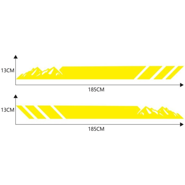 2 stk. bil sideskjørt klistremerke lange stripete fjell karosseri klistremerker DIY bil sidedør karosseri vinyl film klistremerker gul