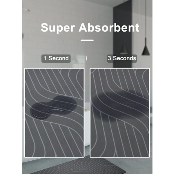 Antislip Badeværelsesmåtte, Superabsorberende, Hurtigttørrende, 16\" x 24\", Diatoméjord Badeværelsesmåtte, Velegnet til Badekar, Gummibagside
