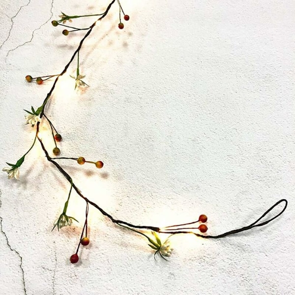 6,6 fot Tiny Flower and co.ukuit Vine Fairy String Lights 20 LED Konstgjorda Blommor Dekorativa Nattlampor Batteridrivna String Lights för Jul