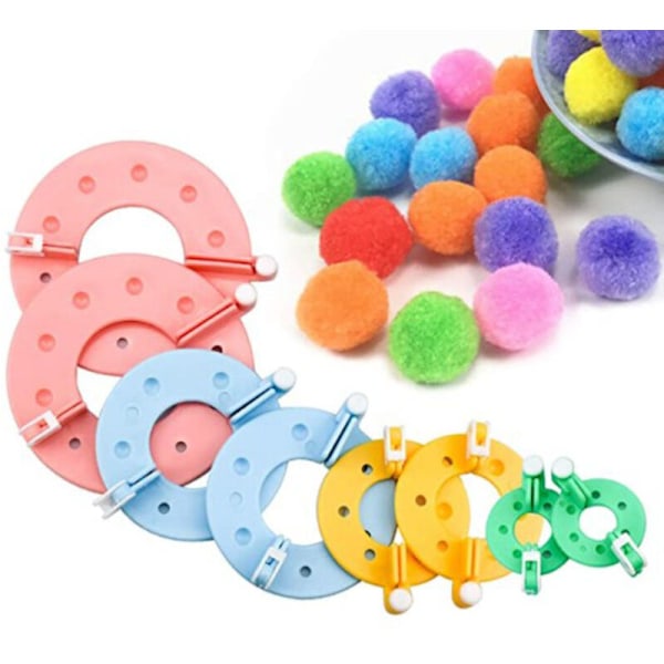 8 st Pompom Maker i 4 Storlekar Pom Pom Maker Hantverk Fluff Boll Vävare Kit Pom Pom Maker Pom Pom Mall Fluff Boll DIY Nål Hantverk Verktygssats för Barn Annons