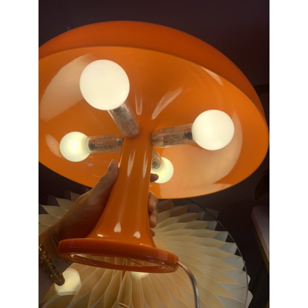 Svampebordlampe Polycarbonat Bordlampe, 4 Gratis LED-lyskilder, Orange, AAFGVC