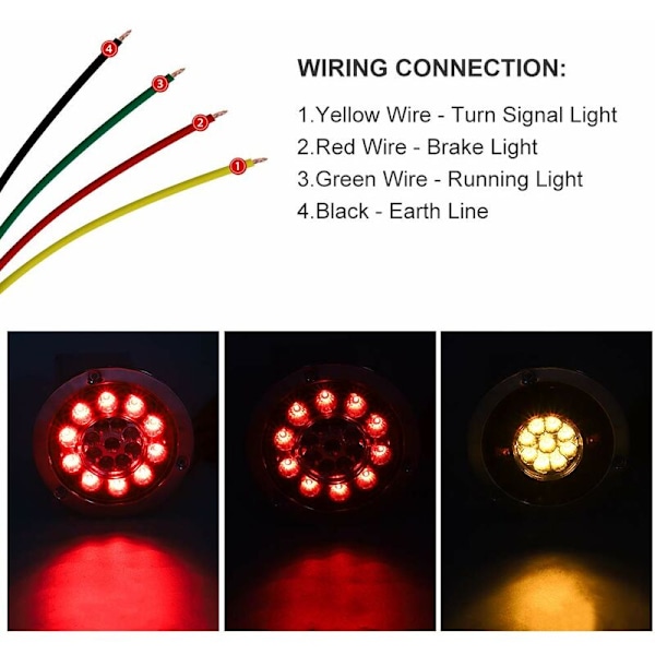Truck Baglygte, Rund 19 LED Trailer Brems Stop Sving Baglygter 4PCS Vandtæt Dobbelt Farve Baglygte Indikatorlampe 12V 24V