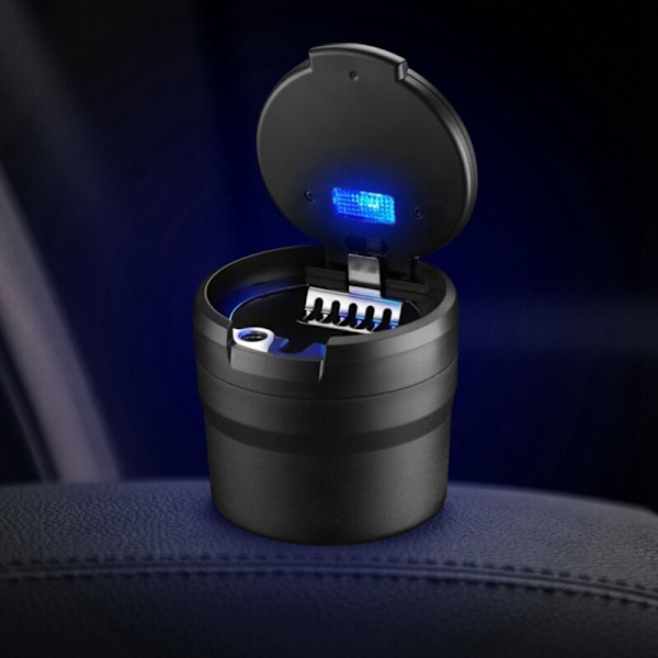 2X Kannettava Tuhkakuppi ûrLED Valo Kupinpidike Auto Tuhkakupin Auto Savuton Tuhkakupit Auton Tarvikkeet, Musta