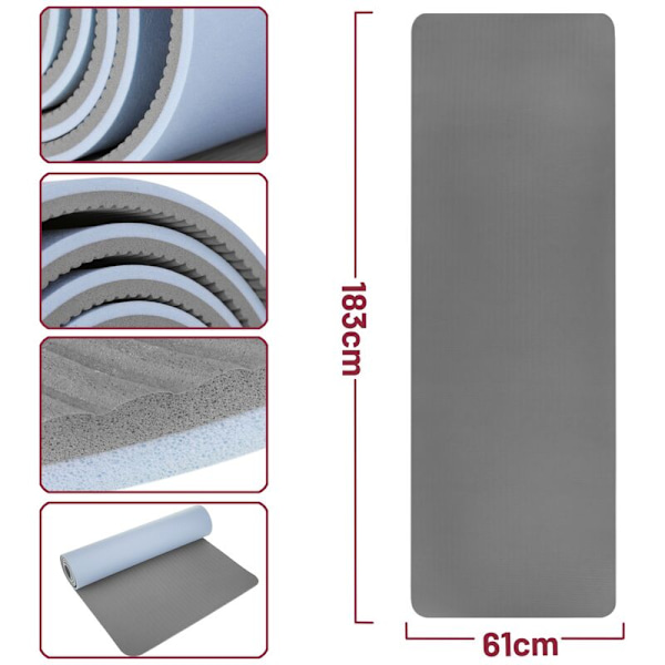 Tjock yogamatta med dubbelt lager, blå 183x61x0.8