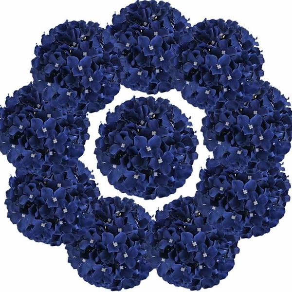 Silke Hortensia Hoder Kunstige Blomster med Stilker 10 stk (Kongeblå)