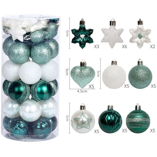 41-pack Mini Juldekorationer Julgranspynt Glitter Glimmande Julgranspynt