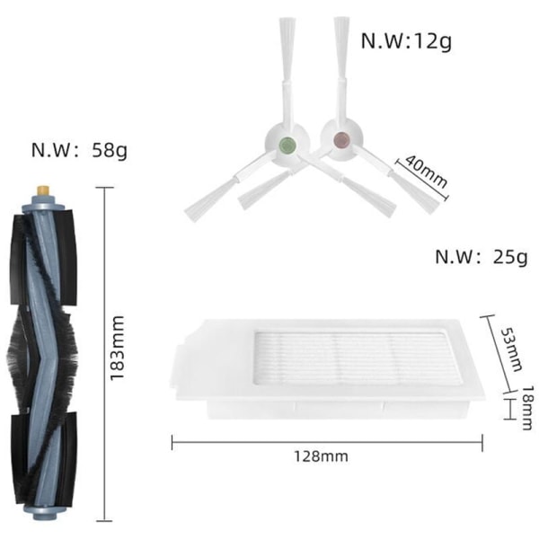 Reservedele til DEEBOT T10 TURBO Robotstøvsuger Tilbehør Hovedbørste Sidebørste Hepa-filter Moppestang