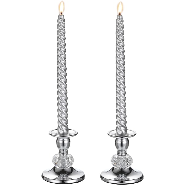 Taper Ljushållare Set med 2 med facetterad kristalldekor, Ljusstakehållare för Taper Candle, Ljusställ för Alla hjärtans dag Julbröllop Chu
