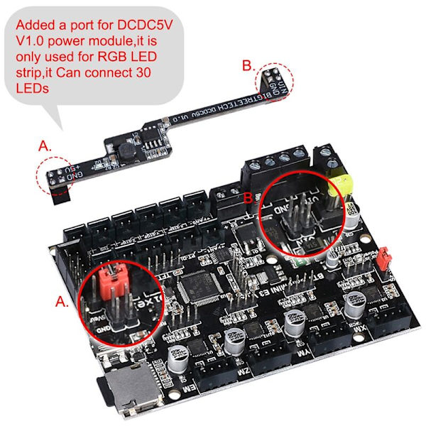 DCDC5V V1.0 5V Strömmodul för SKR Mini E3 V1.2 32-bitars styrkort RGB-ljus Lägg till lampor 3D-skrivardelar