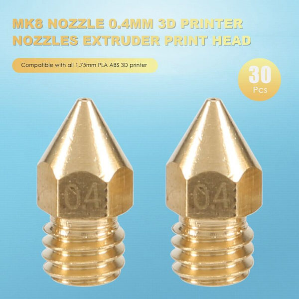30 st Mk8-munstycke 0,4 mm 3D-skrivarmunstycke Extruder-skrivhuvud för 3D-skrivare -10 (plastlåda 1 st)