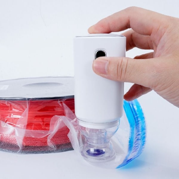 USB-oppladbar elektrisk luftpumpe for 3D-skriverfilamentvakuumpose, en-knapps pumping med flerbruksapplikasjon hvit