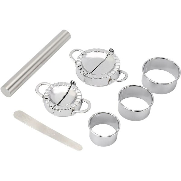 Dumpling Maker 7-pack i rostfritt stål - Lätt att göra pajer, ravioli, empanadas, pierogi, pressform, skärverktyg