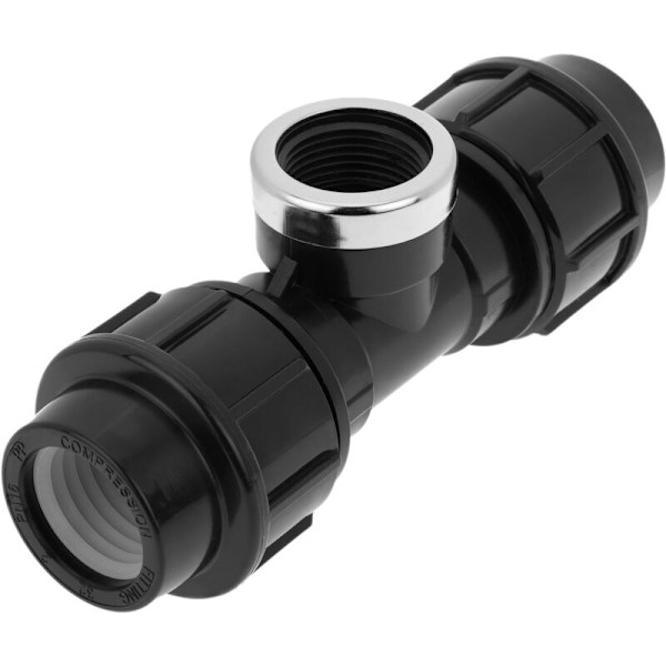 T-forbindelse med hun-gevind i polyethylen 32 mm x 1” til vandingssystem