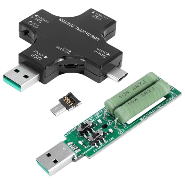 USB C -testeri, 2 in 1 USB -testeri, tyyppi C, värillinen IPS-näyttö, digitaalinen yleismittari, jännite, , , lämpötila, laturilla