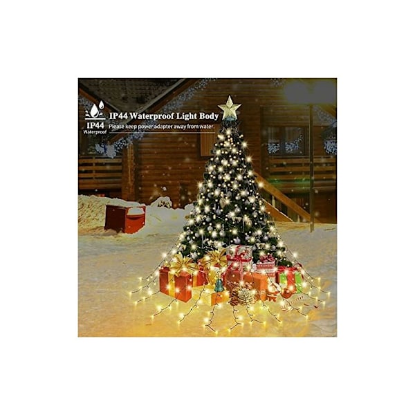 2m 8 linjers julelys med ring, 280 LED-lys for 6-8ft juletre, 8 moduser og minnefunksjon LED-strenglys for hage