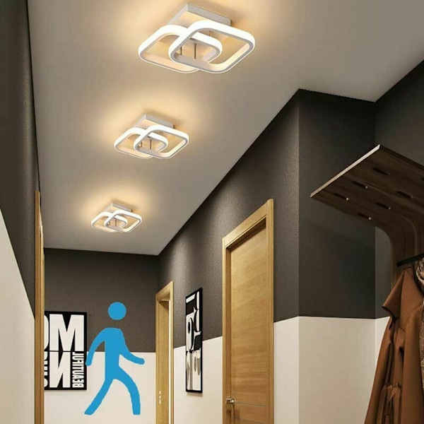 LED Taklampa med Rörelsesensor, 18W 1800LM Varmvit 3000K, Modern Automatisk Taklampa, Inomhusvägglampa för Sovrum Kök Balkong Korridor