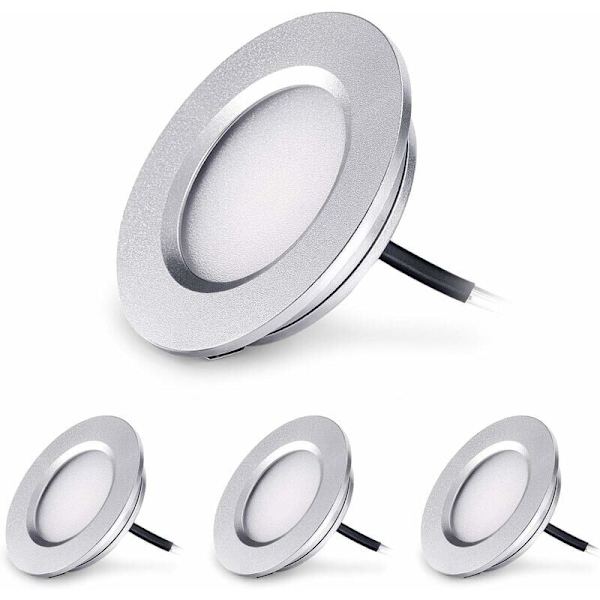 LED Indbygget Spot Ekstra Flad 3W 12V LED Indbygget Lampe Rund Loftlampe Dæmpbar 240 Lumen Varmt Hvid IP44 til Badeværelse Stue Hytte, Båd
