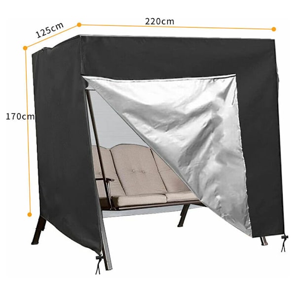 Puutarhakeinun suojus 3-paikkaiselle 220x125x170Cm Vedenpitävä Oxford UV-suojattu keinun suojus suojakangas ulkokäyttöön