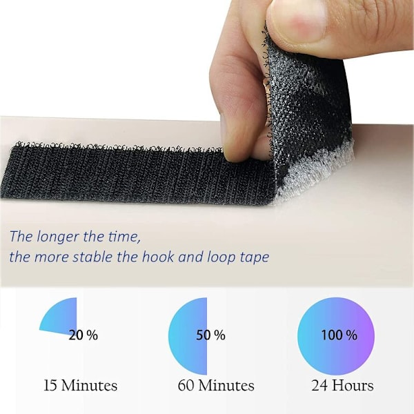Dubbelsidig självhäftande skrapa, 20 par självhäftande grepptejp svart nylon extra stark dubbelsidig självhäftande tejp rektangel 10cm×3cm för DIY Vorhä