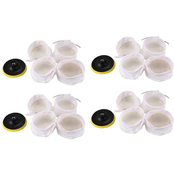 20 stk Polisher / Buffer Kit Myk Ull Bonnet Pad Hvit: 4 Tommer