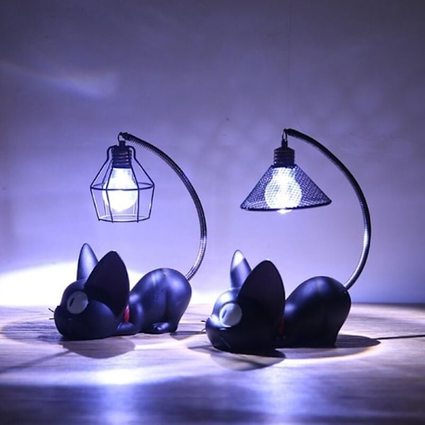 Harrøyslampe med katter i harpiks, kreativ nattlampe, nattbordlampe til lesing (jernnettlampe skjerm) -