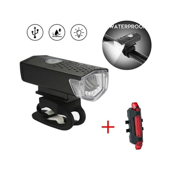 MTB Sykkel Forlykter USB Ladbar LED Vanntett Terrengsykkel Hodelykt Sikkerhetslykt Sykkel Hodelykt Advarselslys Sykkeltilbehør