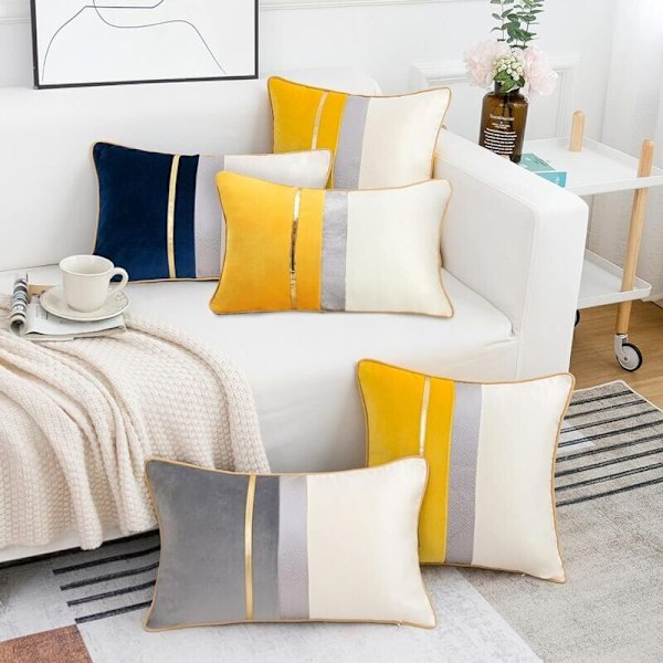 Moderne rektangulære putetrekk dekorative ensfargede lange putevar for sofa benk soverom bilstol gul 30x50cm--