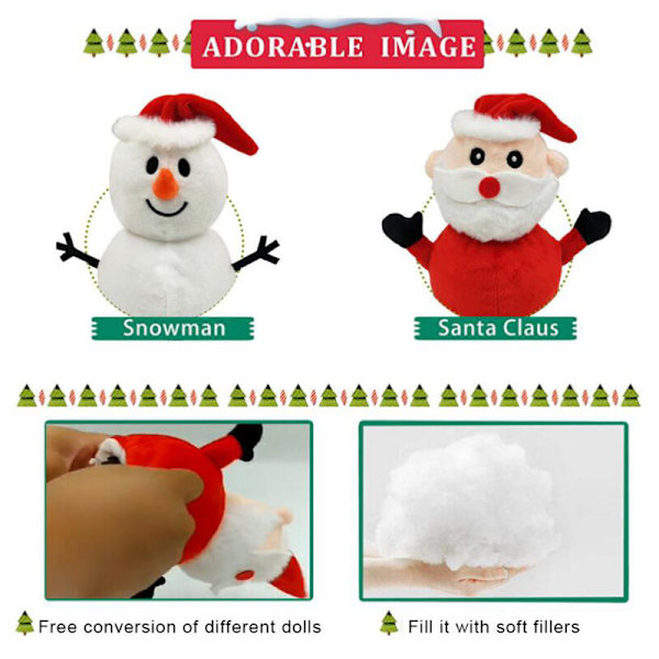 Jultomten och snögubben 2 i 1 vänddocka juldekoration julgran anständiga prydnader vardagsrumssoffa sängdekor presenter