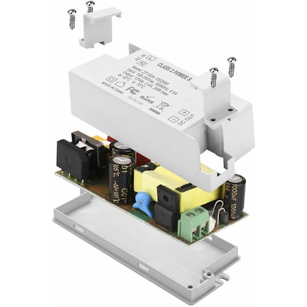 24W 12V Strømforsyningstransformator - Konstant spenning LED-driverkonverteradapter - for G4, MR11, MR16 LED-strimler og pærer