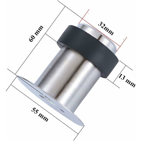 Liimautuva ovisuojain lattialle 6 cm ruostumattomasta teräksestä ovisuojain ovisuojain (4 kpl) -6cm
