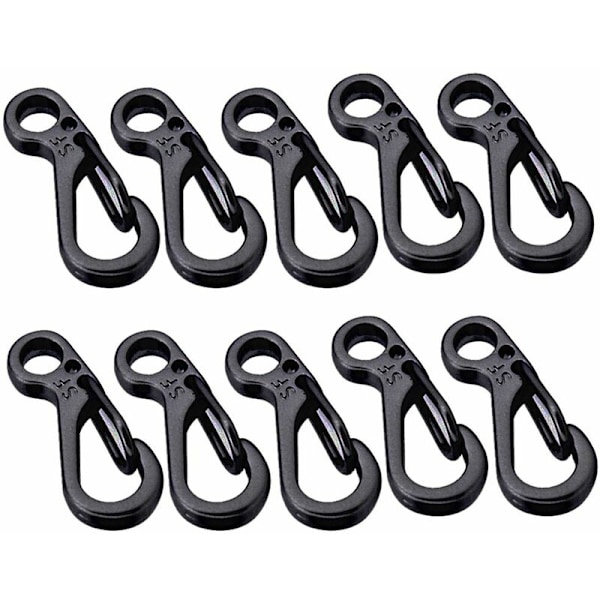 10 st/förpackning Mini SF Fjäder Ryggsäckslås Klättring Karabiner EDC Nyckelring Camping Flask Krokar Paracord Överlevnadsutrustning - Svart