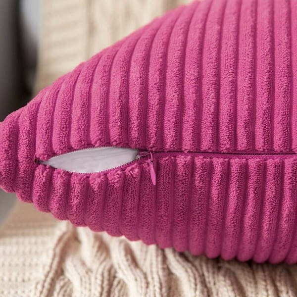 Sæt med 2 Dekorative Corduroy Pudebetræk Sofa Blød Pudebetræk til Hjemmet Stue Soveværelse Seng Clic Clac 45x45cm Fuchsia