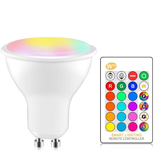 Färgväxlande GU10 RGB LED-spotlight, Dimbar RGBW LED-lampa med infraröd fjärrkontroll, Varmvit LED-spotlight (2700K-6500K) - (4-pack)