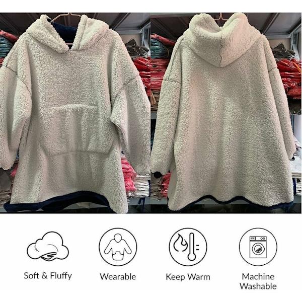 Oversized Pledd med Hætte Ærmepladde Vinter Sweatshirt Varmt TV Pledd Hættetrøje Blød Plys Frakke Hold Varmt, Komfortabel, Sort