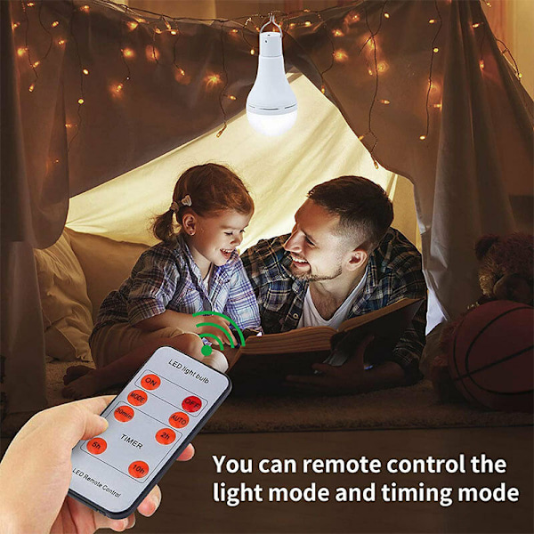 9W Bærbar Solcellelampe med Fjernkontroll, LED Solcelle Nødlampe Hengelampe Kraftig Campinglys Belysning