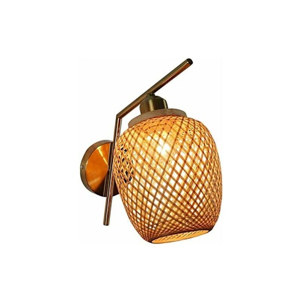 icolage Antik Naturlig Wicker Vägglampa, Retro Lykta, Rotting Vägglampa, E27 Bambu Lampa