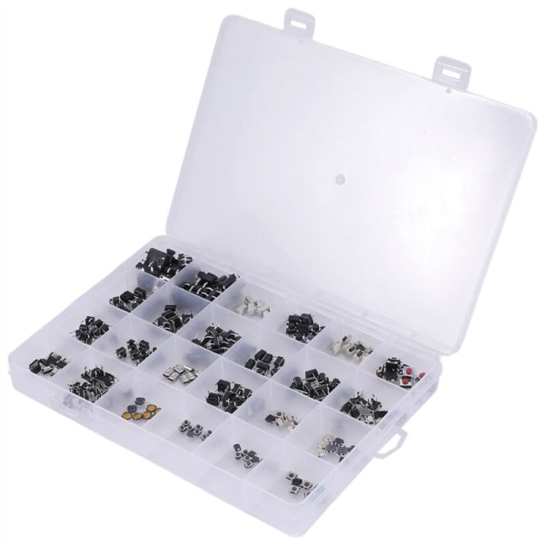250 st blandade tryckknappar taktila omkopplare återställ 25 typer Mini SMD DIP bladknapp 2X4 3X6 6X6 DIY-kit