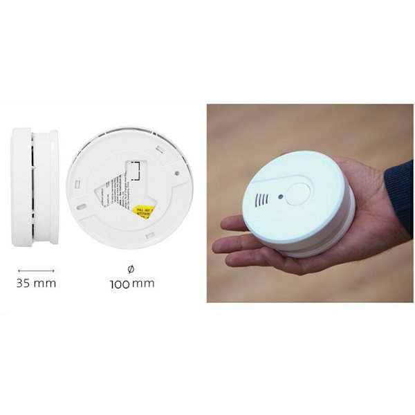 Rökdetektor med Förbättrad Fotoelektrisk Sensor, 5 Års Optisk Röklarm, Batteridriven för Hem och Kontor -