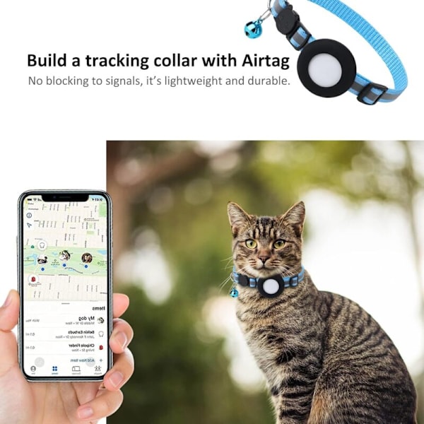 2-pack Airtag-hållare för kattkrage 2022 Kompatibel med Apple Airtag GPS-spårare Vattentät husdjurskragehållare för 3/8\" katt- och hundkrage