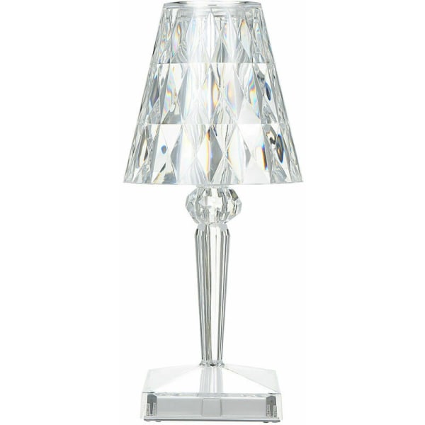 Diamond Crystal bordlampe, USB oppladbar krystall nattbordslampe, justerbar temperatur/lysstyrke, litiumbatteri berøringstype