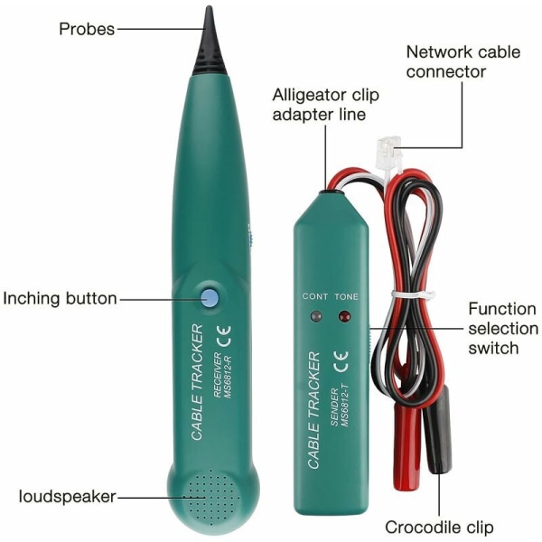 Electrical Cable Tracer, Electrical Cable Detector, MS6812 Cable Tracer, Multifunctional Circuit Testers, Telephone Cable Tester for Line Finding