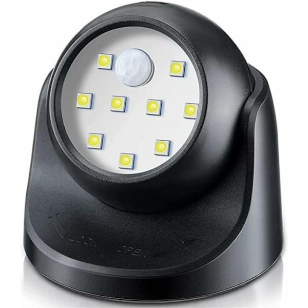 Ulkoseinän LED-valonheitin, ulkoseinän valonheitin liiketunnistimella, langaton ulkoseinän LED-valonheitin, 150 lumenia, irrotettava pallo, 360 asteen kierto ja T