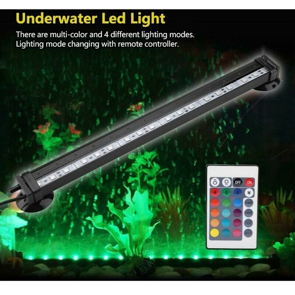 Akvarielys LED Fiskerør Lampe Vandafvisende Akvarium Farve Nedsænkelig Akvarielys (31cm EU Stik)