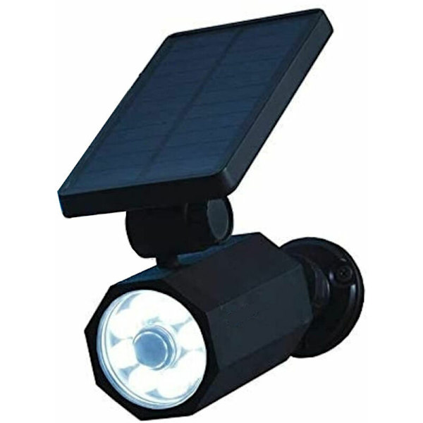 Bionic Spotlight Deluxe LED Solcellslampor Solcellsdriven Spotlight med 25ft Rörelsesensor Utomhus Vattentät Frostbeständig Trädgårdsbelysning (Svart) En Storlek
