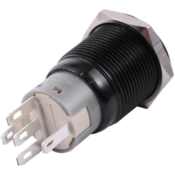 Momentary trykknap-kontakt 1NO1NC sort metalskal med LED-ring egnet til 19mm 3/4 tommer hul 24V lyseorange