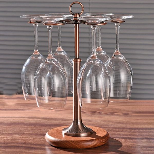 Glassholder, vinkopp, kjøkkenhenger, metall og tre, vinkoppholder, utstillingsstativ, kopp, bar, tilbehør A