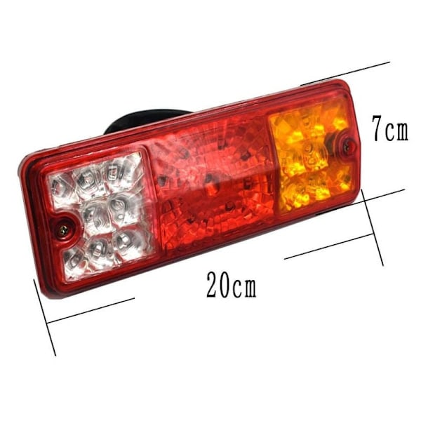 2 stk LED Trailer Baglygter 12V E-Godkendt Vandafvisende Bil Baglygter, 5 funktioner - bremselys, blinklys, baklys, positionslys